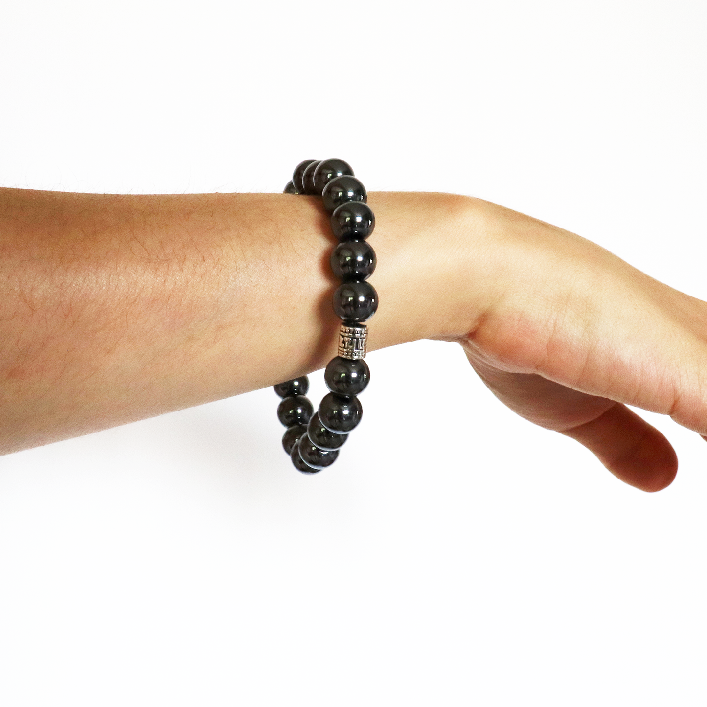 Bracelet Hématite mantras Taille L 18 cm