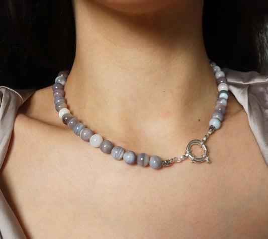 Collier Agate Botswana rose