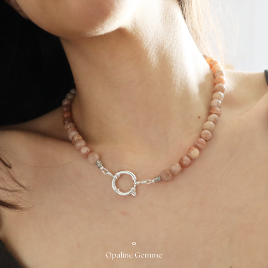 Collier Pierre de Lune Rose