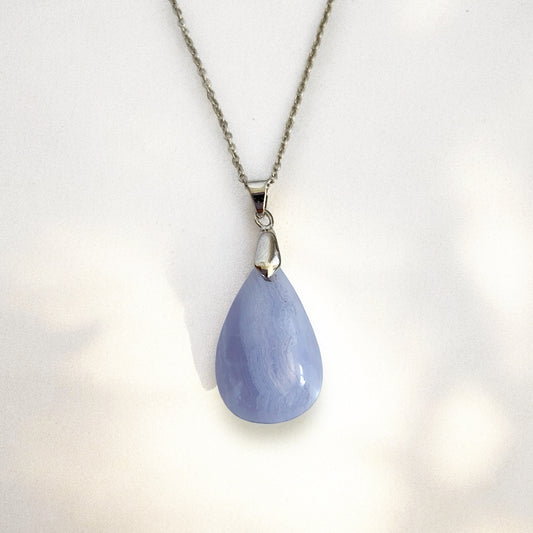 Pendentif Calcédoine Bleue
